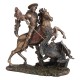 FIGURA SAN JORGE A CABALLO CON DRAGÓN RESINA BRONCE 26X14X26 CM.