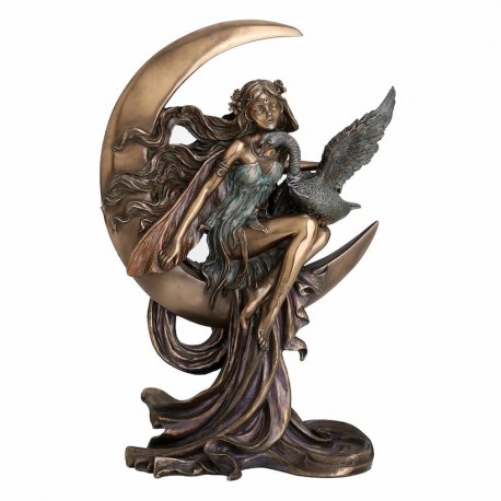 Figuras de Hadas en la Luna: Resina y Bronce - Misterio Celestial