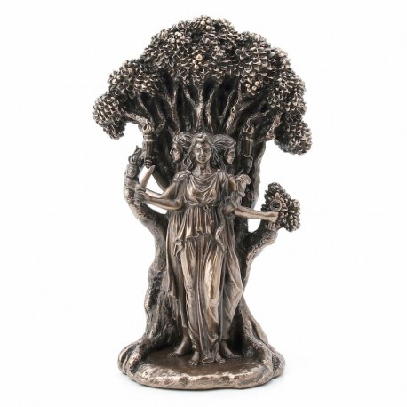 FIGURA DIOSA GRIEGA HÉCATE DIOSA DE LA TRIPLE LUNA RESINA BRONCE 11.50X8.50X18 CM.