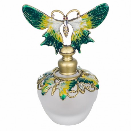 BOTELLA PERFUME MARIPOSAS METAL 7X5X10 CM.