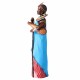 FIGURA MUJER AFRICANA PLANTADA CON JARRÓN RESINA 8X7X26 CM.