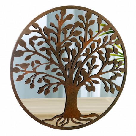 APLIQUE ADORNO PARED ÁRBOL DE LA VIDA CON ESPEJO METAL 60X1.50X60 CM.