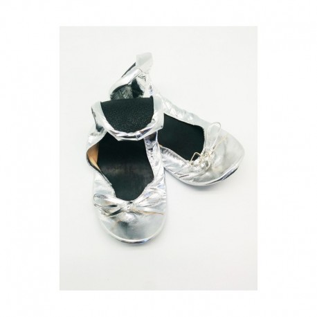 LOTE 4 PARES DE BAILARINAS BODA EN BOLSA DE REGALO PLATA TALLA L NUM. 40 - 41