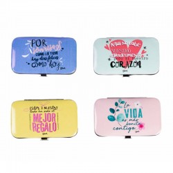 LOTE 6 SETS DE MANICURA FRASES POSITIVAS 11X6.5 CM.