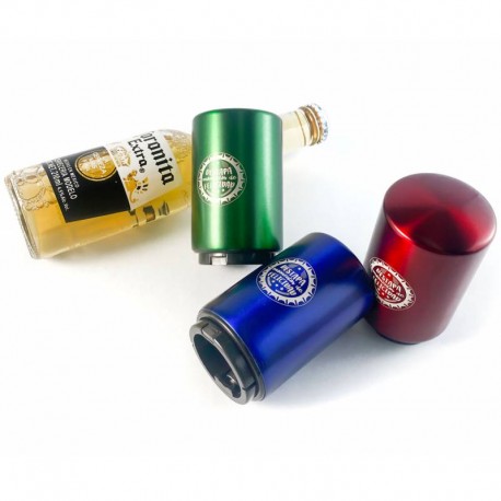 LOTE 5 ABREBOTELLAS DE CHAPAS DE CERVEZA CON FRASE ORIGINAL 8.7X5.3X4.4 CM.