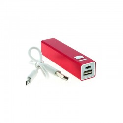 LOTE 4 POWER BANK USB METALIZADO 2200 MAH ALUMINIO ROJO 2.2X9.4X2.2 CM.