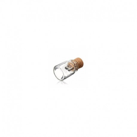 LOTE 3 USB BOTE CRISTAL CON CORCHO RETRO 8 GB. 6.2X3 CM.