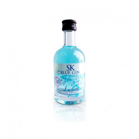 LOTE 6 BOTELLAS GINEBRA GIN SK BLUE 50 ML. 10 CM.