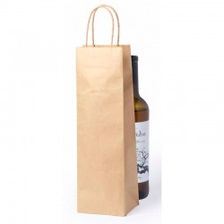 LOTE 25 BOLSAS PARA BOTELLA DE VINO KRAFT 11X37X7 CM.