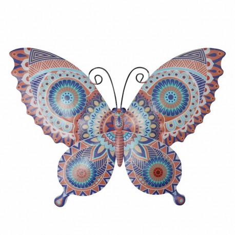 ADORNO PARED MARIPOSA COLORES METAL 30X1X23 CM.