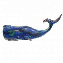 FIGURA BALLENA AZUL HOJALATA 93X22X36 CM.