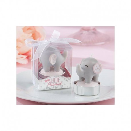 LOTE 10 VELAS ELEFANTE BAUTIZO ROSA EN CAJA REGALO 3.7X5.3X4 CM.