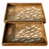 SET 2 BANDEJAS PECES MADERA 43X28X5 CM.