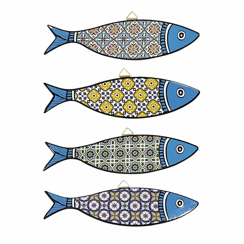 Portavelas Colgante Pez Metal Multicolor - Decoración Marina 30x22cm