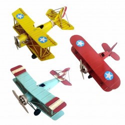SET 3 FIGURAS AVIONETA RETRO METAL 16X12X7 CM.