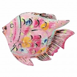 PORTAVELAS COLGANTE PEZ ROSA MARINO HOJALATA 17X6X15 CM.