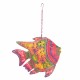 PORTAVELAS COLGANTE PEZ ROSA MARINO HOJALATA 36X10X29 CM.