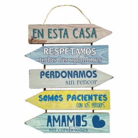 ADORNO PARED FRASES ORIGINALES HOGAR MADERA 30X1X38 CM.