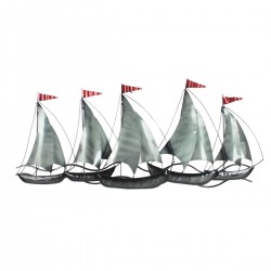 ADORNO APLIQUE PARED BARCOS VELEROS METAL 100X4X44 CM.