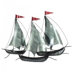ADORNO APLIQUE PARED BARCOS VELEROS METAL 66X4X47.50 CM.