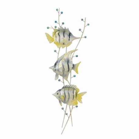 ADORNO APLIQUE PARED PECES METAL 34.50X4X111 CM.