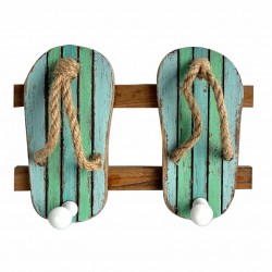 PERCHA CHANCLAS 2 POMOS MADERA ABETO 20.50X5X15 CM.