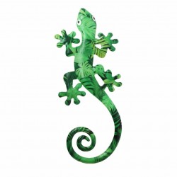 ADORNO APLIQUE PARED LAGARTO METAL VERDE 11X0.5X23 CM.