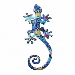 ADORNO APLIQUE PARED LAGARTO METAL AZUL 11X0.50X23 CM.