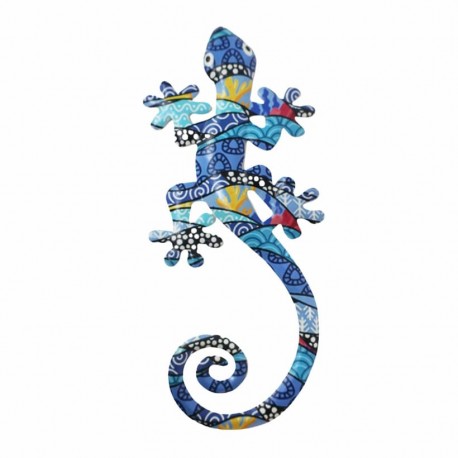 ADORNO APLIQUE PARED LAGARTO METAL AZUL 11X0.50X23 CM.