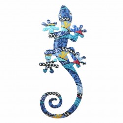 ADORNO APLIQUE PARED LAGARTO METAL AZUL 14X1X30 CM.