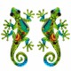 SET 2 APLIQUES PARED LAGARTO METAL VERDE 13X0.5X21 CM.