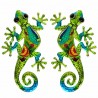 SET 2 APLIQUES PARED LAGARTO METAL VERDE 13X0.5X21 CM.