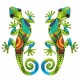 SET 2 APLIQUES PARED LAGARTO METAL VERDE 16X1X30 CM.