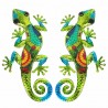SET 2 APLIQUES PARED LAGARTO METAL VERDE 16X1X30 CM.