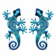 SET 2 APLIQUES PARED LAGARTO METAL AZUL 13X0.50X21 CM.