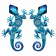 SET 2 APLIQUES PARED LAGARTO METAL AZUL 18X1X30 CM.