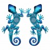 SET 2 APLIQUES PARED LAGARTO METAL AZUL 18X1X30 CM.