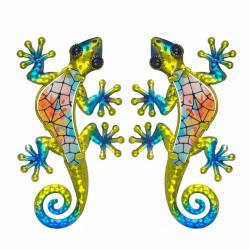 SET 2 APLIQUES PARED LAGARTO METAL 13X0.5X21 CM.