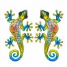 SET 2 APLIQUES PARED LAGARTO METAL 13X0.5X21 CM.