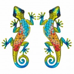 SET 2 APLIQUES PARED LAGARTO METAL 18X1X30 CM.