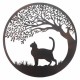APLIQUE ADORNO PARED ÁRBOL DE LA VIDA CON GATO METAL 40X0.50X40 CM.