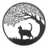APLIQUE ADORNO PARED ÁRBOL DE LA VIDA CON GATO METAL 60X2X60 CM.