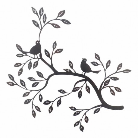 ADORNO PARED RAMA ÁRBOL CON PÁJAROS METAL 83X2X68 CM.