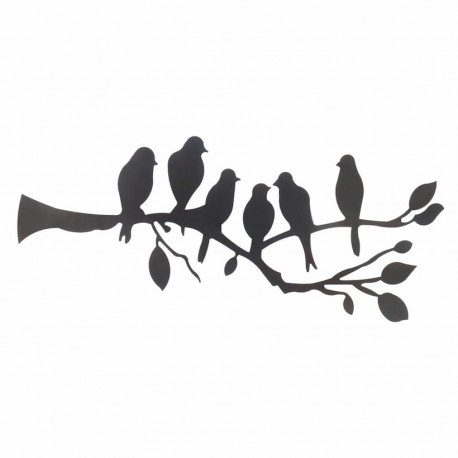 ADORNO PARED RAMA ÁRBOL CON PÁJAROS METAL 100X1X40 CM.