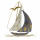ADORNO PLACA PARED BARCO VELERO CON GAVIOTA METAL 36X2X39 CM.