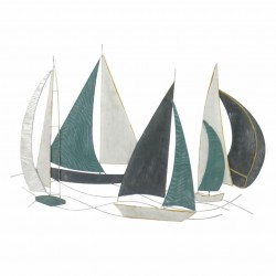 ADORNO APLIQUE PARED BARCOS VELEROS METAL 79X1.5X53 CM.