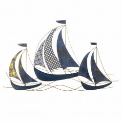 ADORNO APLIQUE PARED BARCOS VELEROS METAL 85X1X53 CM.