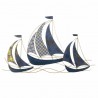 ADORNO APLIQUE PARED BARCOS VELEROS METAL 85X1X53 CM.
