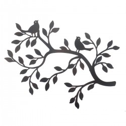 ADORNO PARED RAMA ÁRBOL CON PÁJAROS METAL 56.50X2X38 CM.