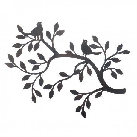 ADORNO PARED RAMA ÁRBOL CON PÁJAROS METAL 56.50X2X38 CM.